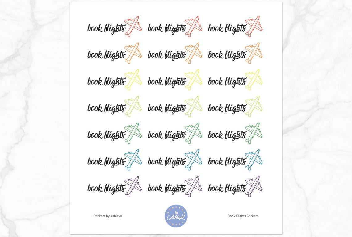Book Flights Stickers - Pastel Rainbow