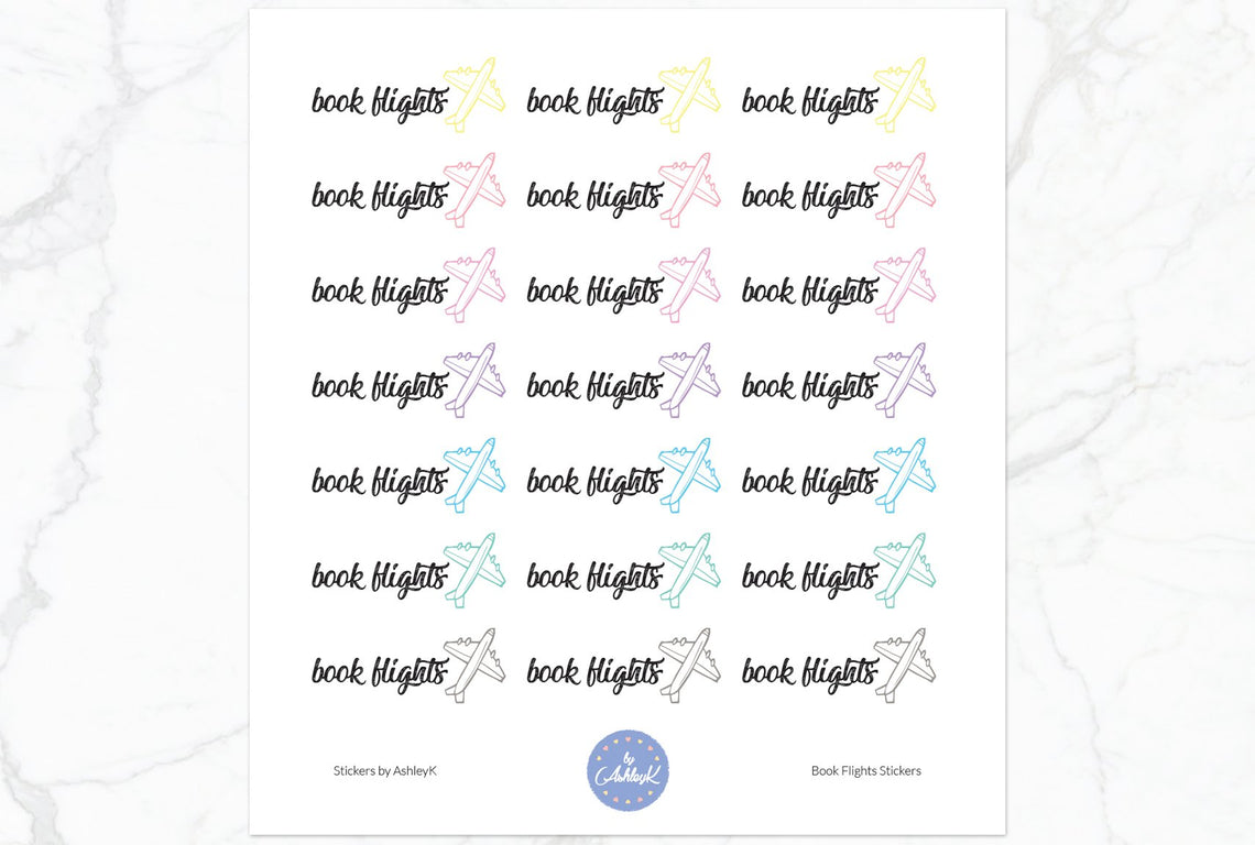 Book Flights Stickers - Pastel
