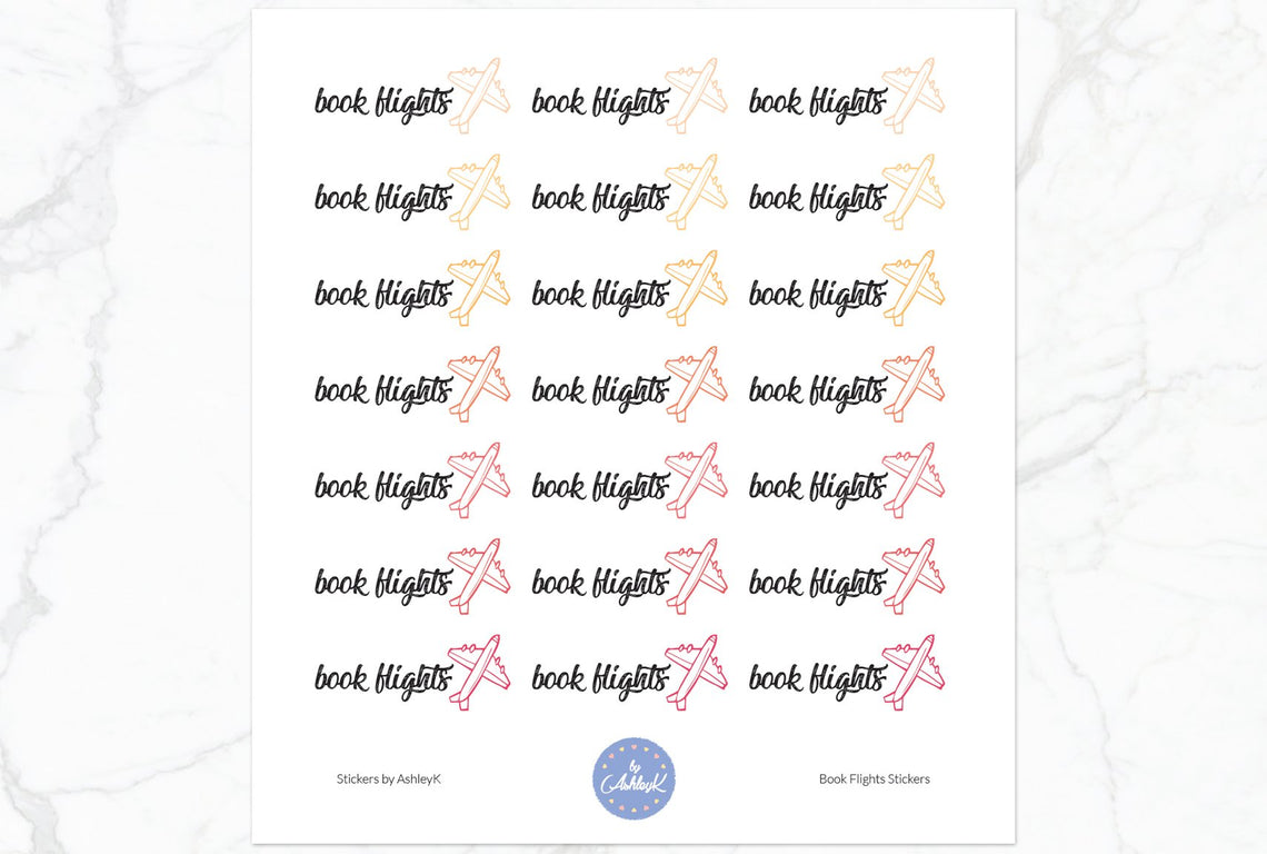 Book Flights Stickers - Peach