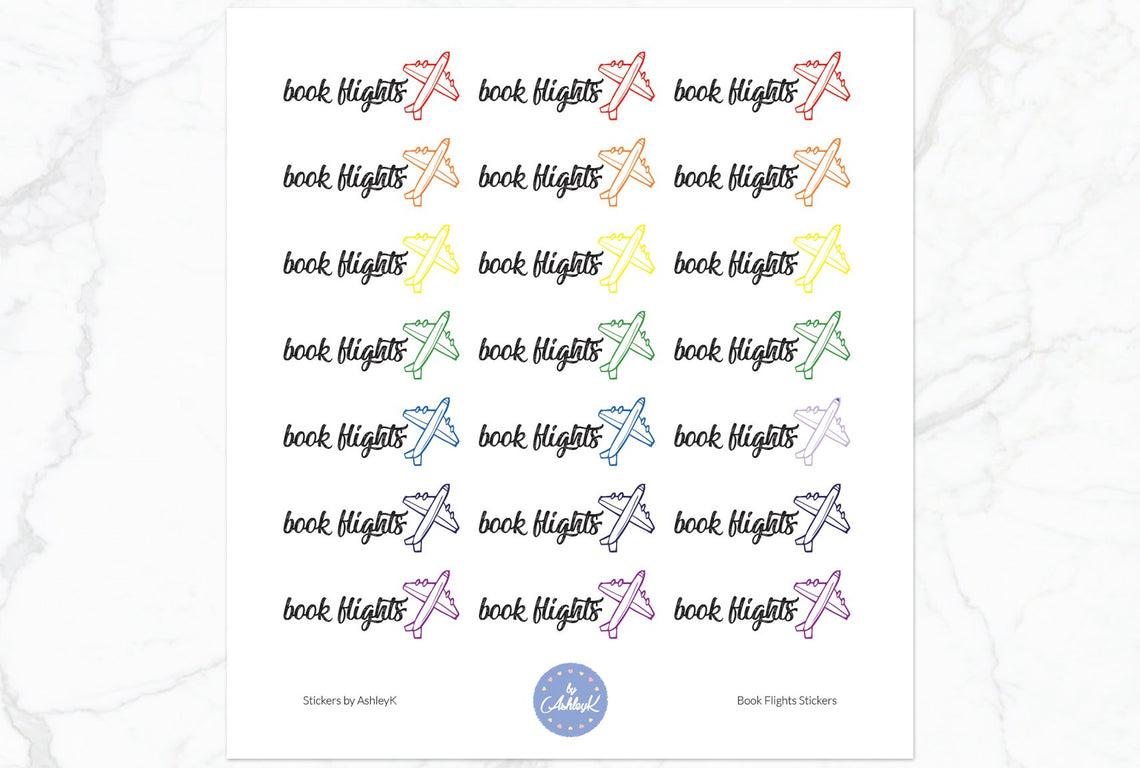 Book Flights Stickers - Rainbow