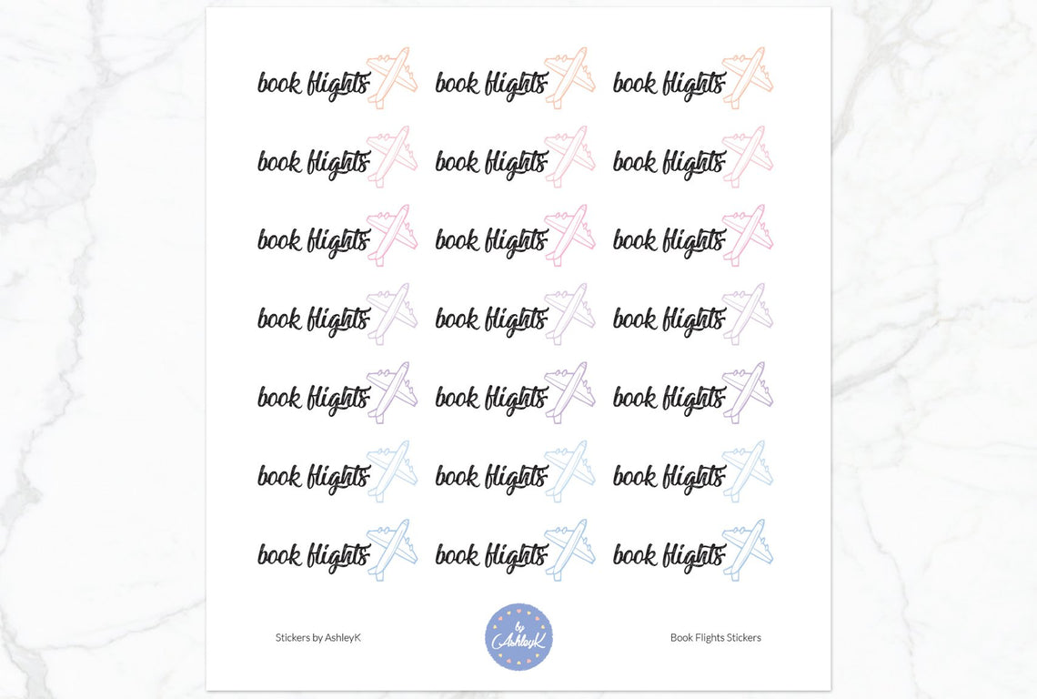 Book Flights Stickers - Pastel Sunset