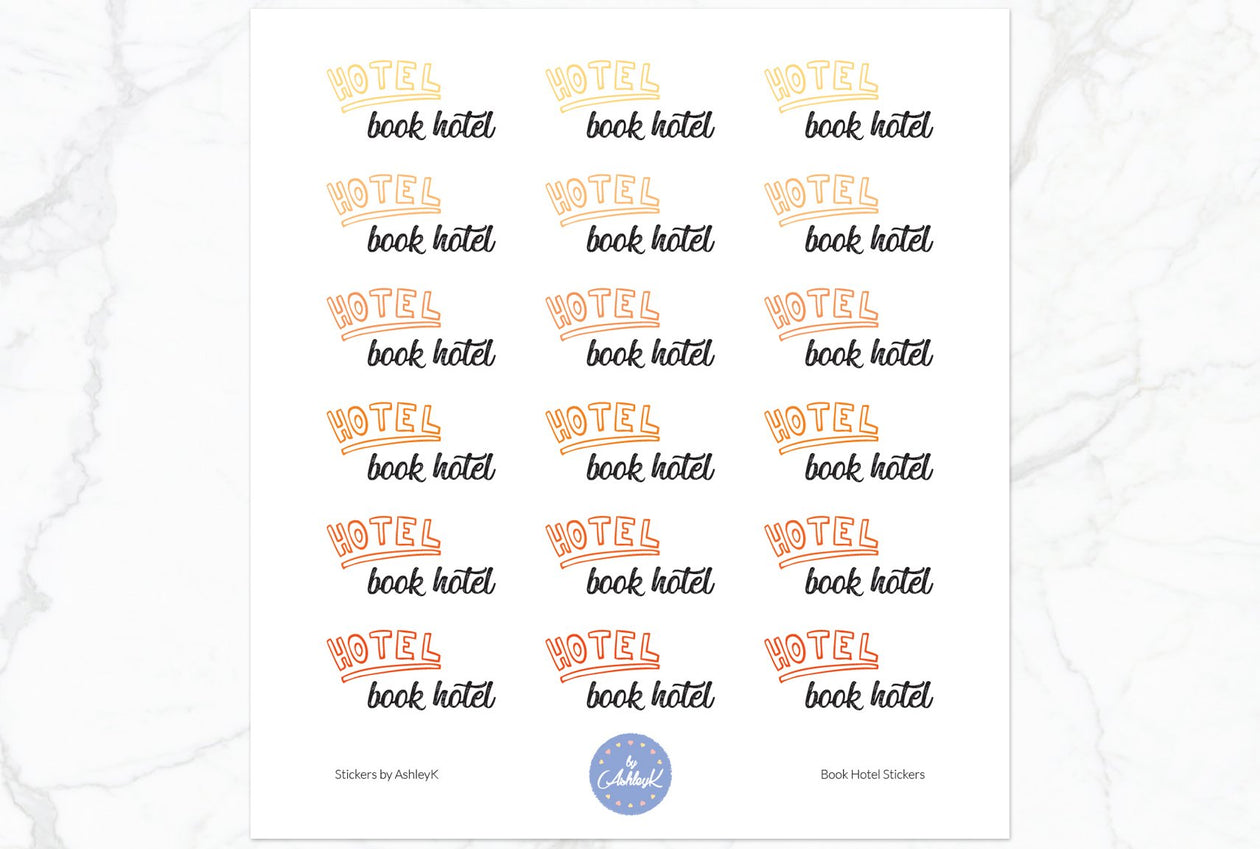 Book Hotel Stickers - Orange