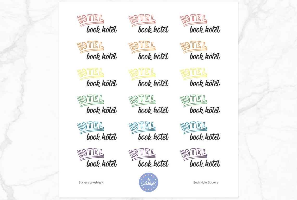 Book Hotel Stickers - Pastel Rainbow