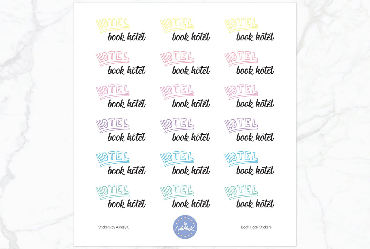 Book Hotel Stickers - Pastel