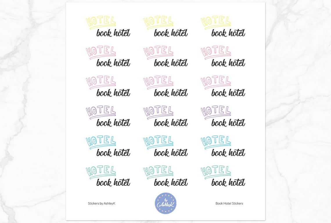 Book Hotel Stickers - Pastel