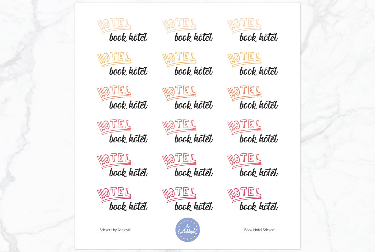 Book Hotel Stickers - Peach