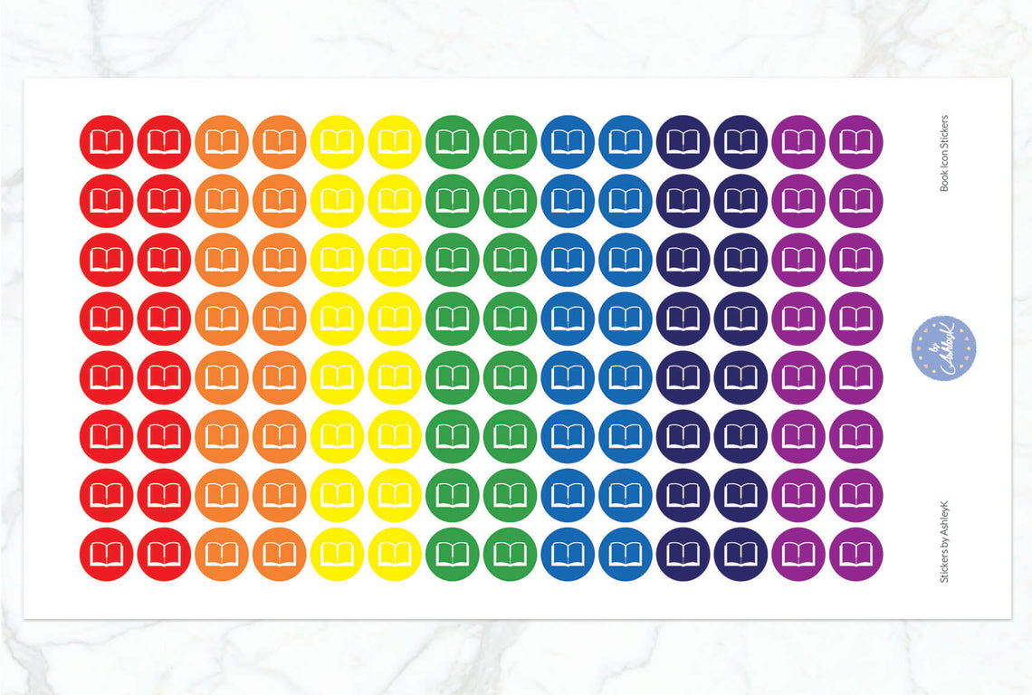 Book Icon Stickers - Rainbow