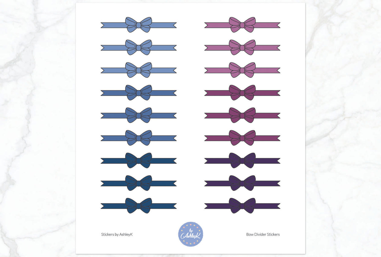 Bow Divider2 Stickers - Blueberry
