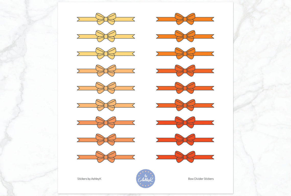 Bow Divider2 Stickers - Orange
