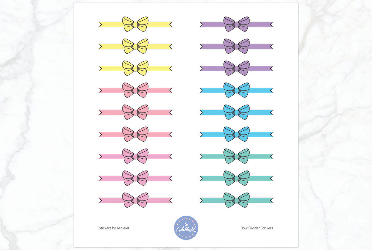 Bow Divider2 Stickers - Pastel