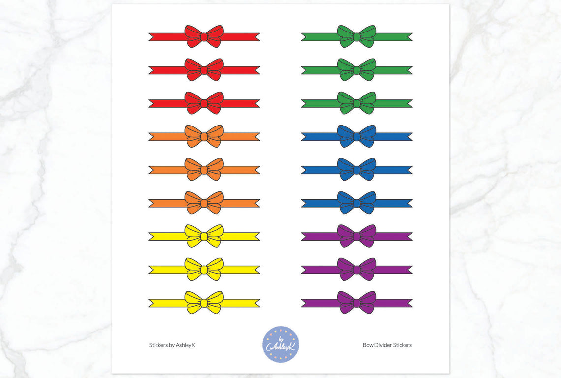 Bow Divider2 Stickers - Rainbow