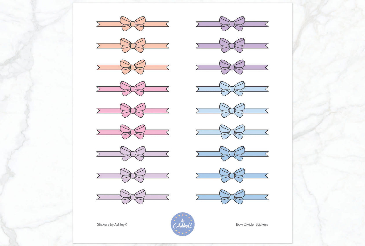 Bow Divider2 Stickers - Pastel Sunset