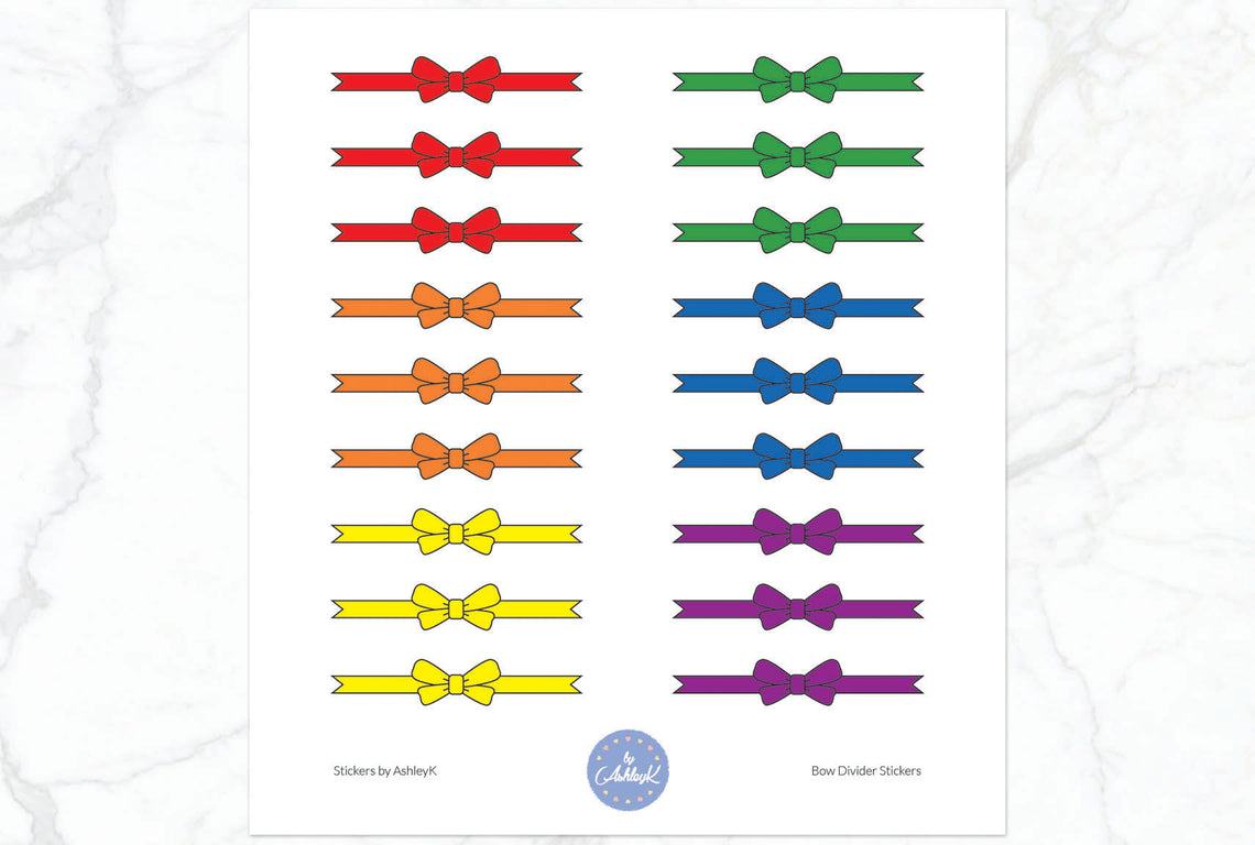Bow Divider3 Stickers - Rainbow