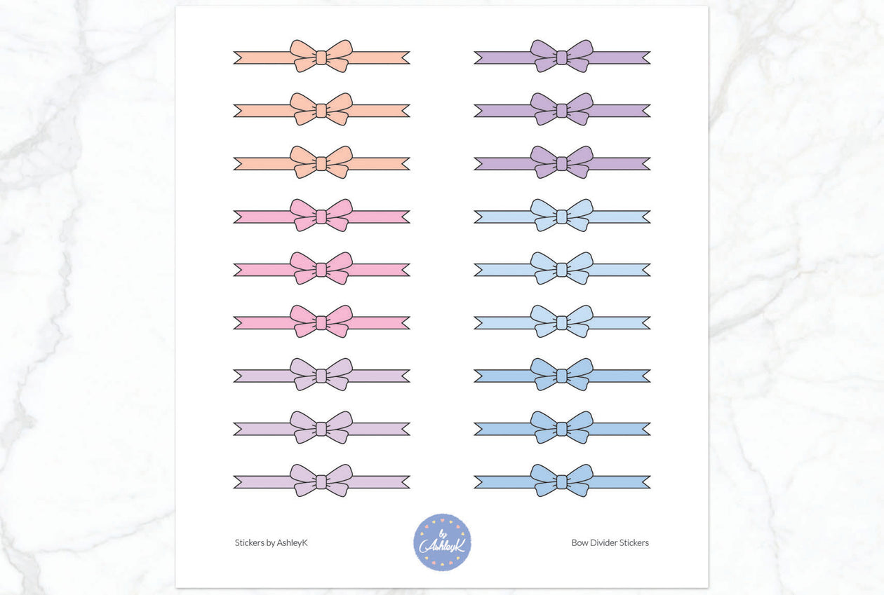 Bow Divider3 Stickers - Pastel Sunset