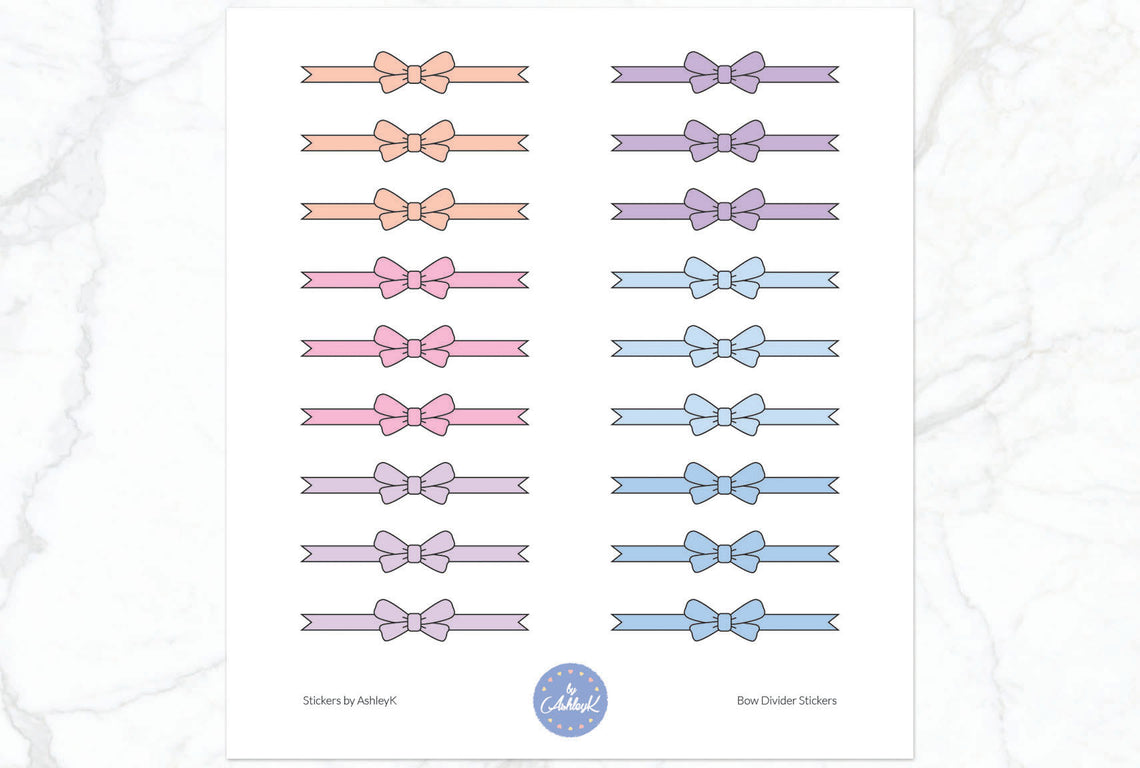 Bow Divider3 Stickers - Pastel Sunset