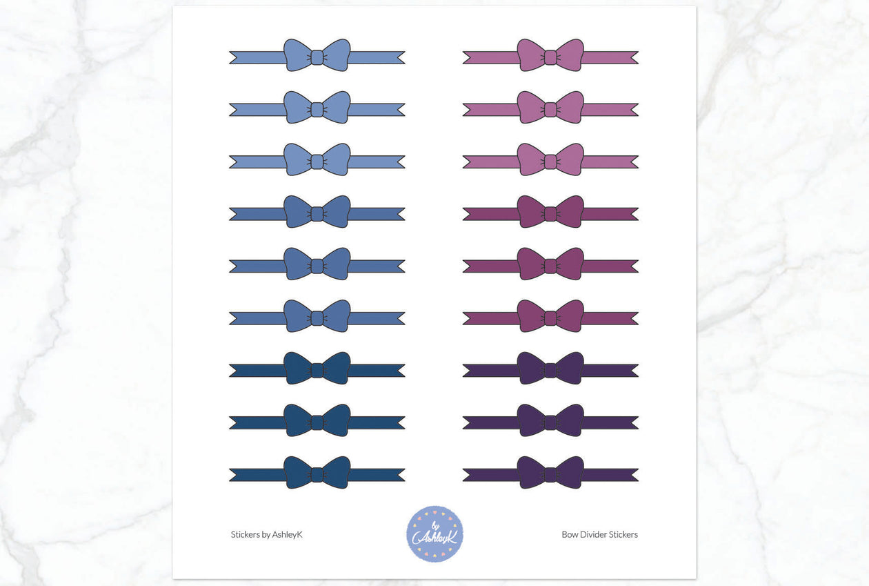 Bow Divider Stickers - Blueberry