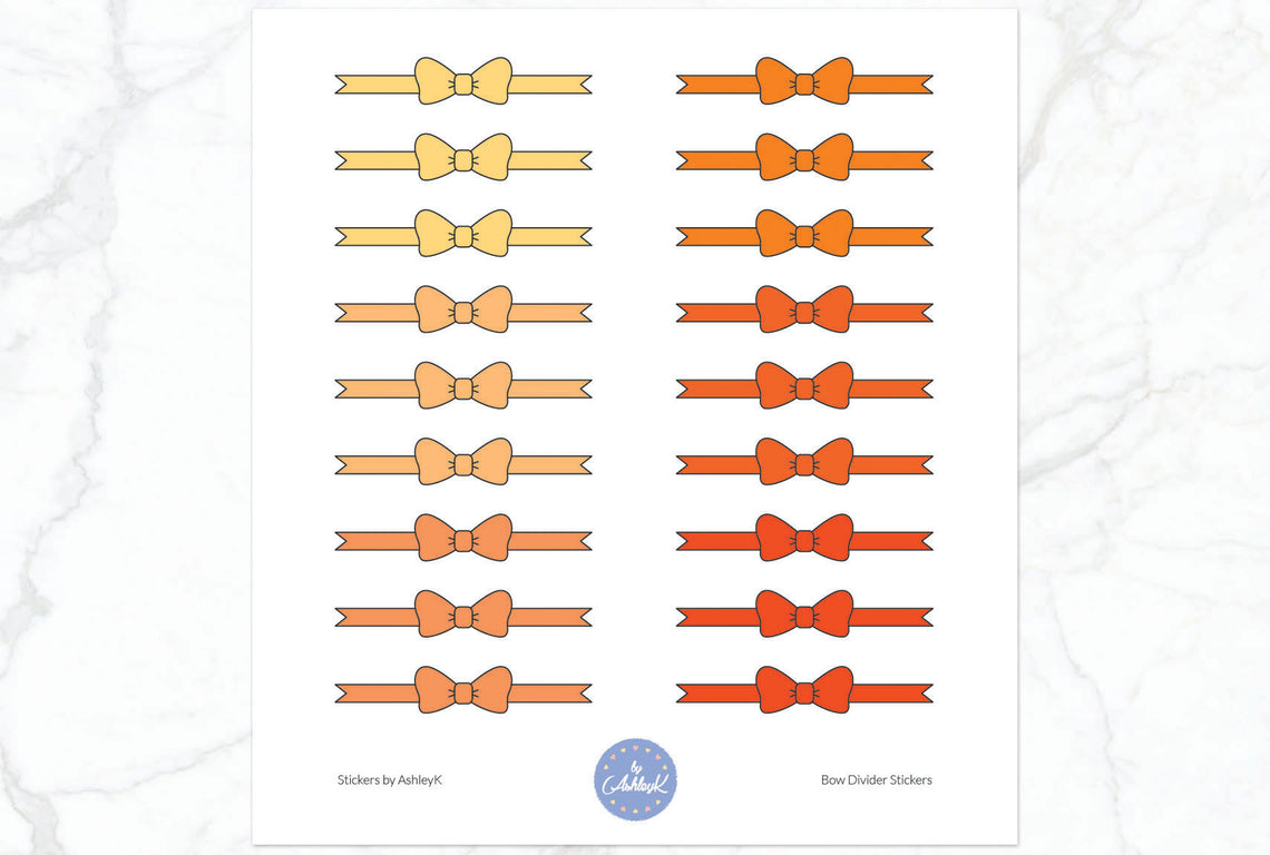Bow Divider Stickers - Orange