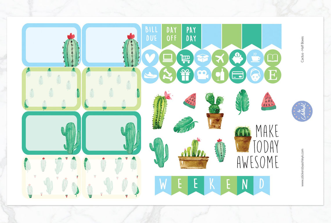Cactus Weekly Kit  - Half Box Sheet
