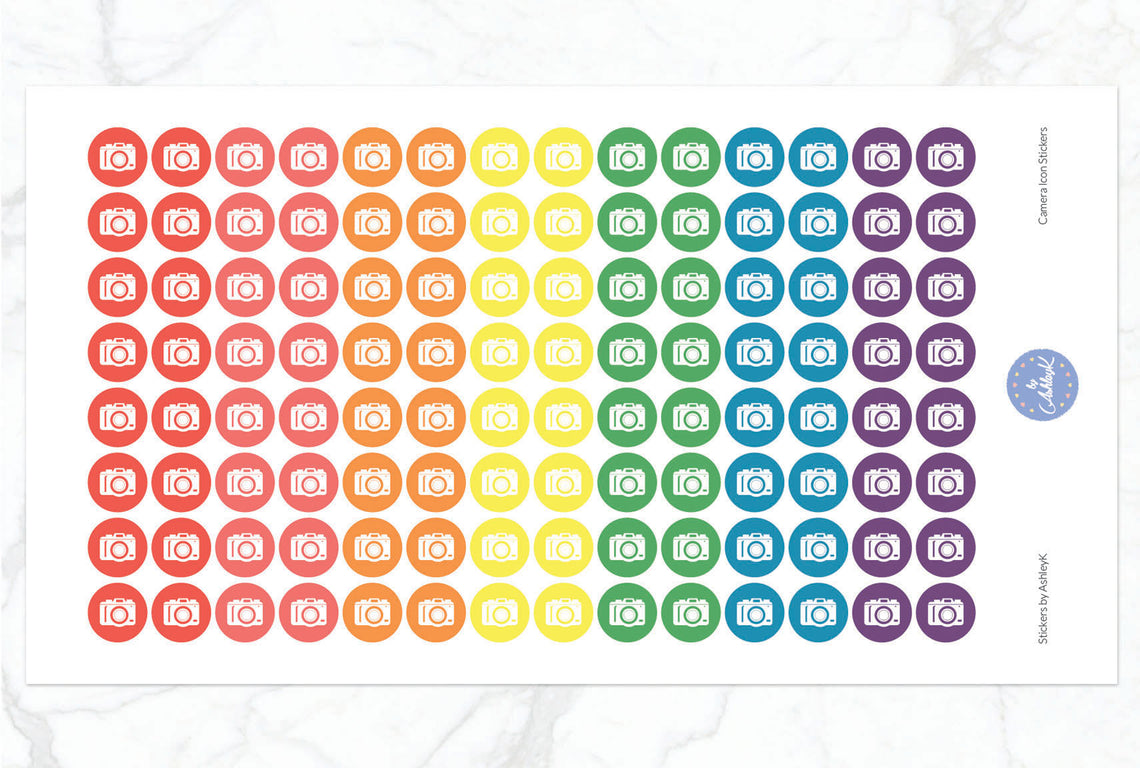 Camera Icon Stickers - Pastel Rainbow
