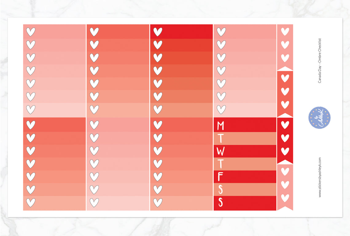 Canada Day Weekly Kit  - Ombre Checklist Sheet