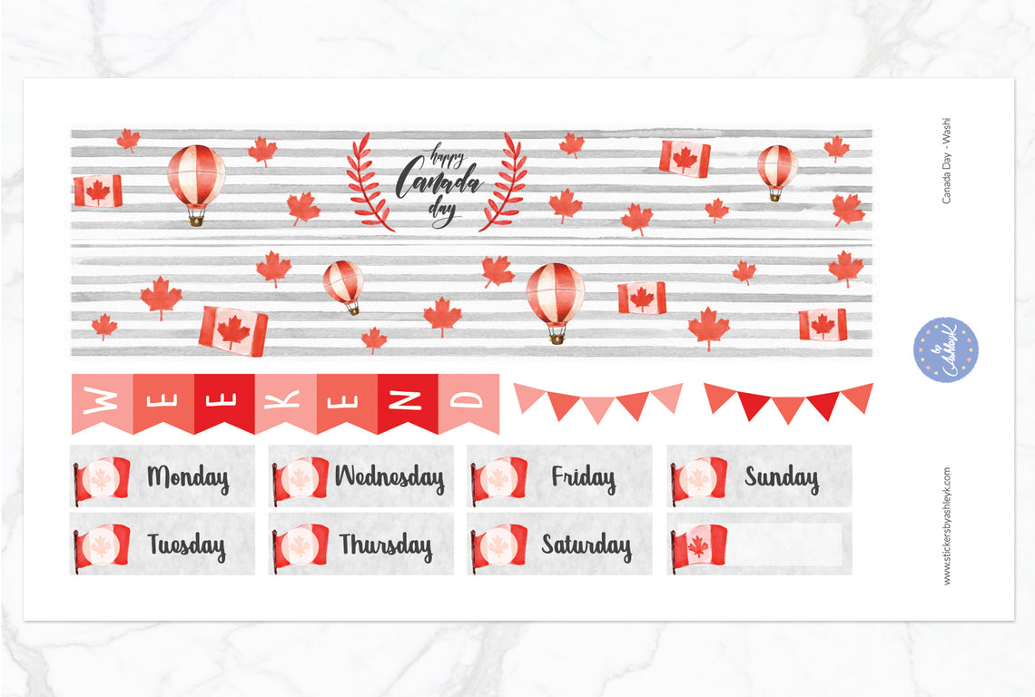 Canada Day Weekly Kit  - Washi Sheet
