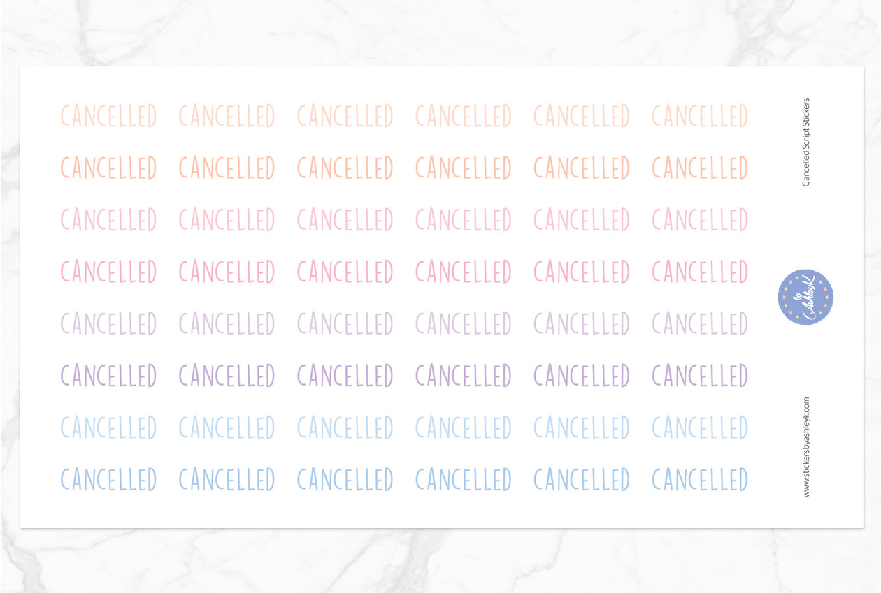 Cancelled Script Stickers - Pastel Sunset