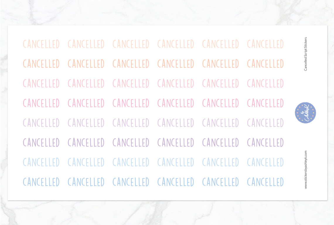 Cancelled Script Stickers - Pastel Sunset
