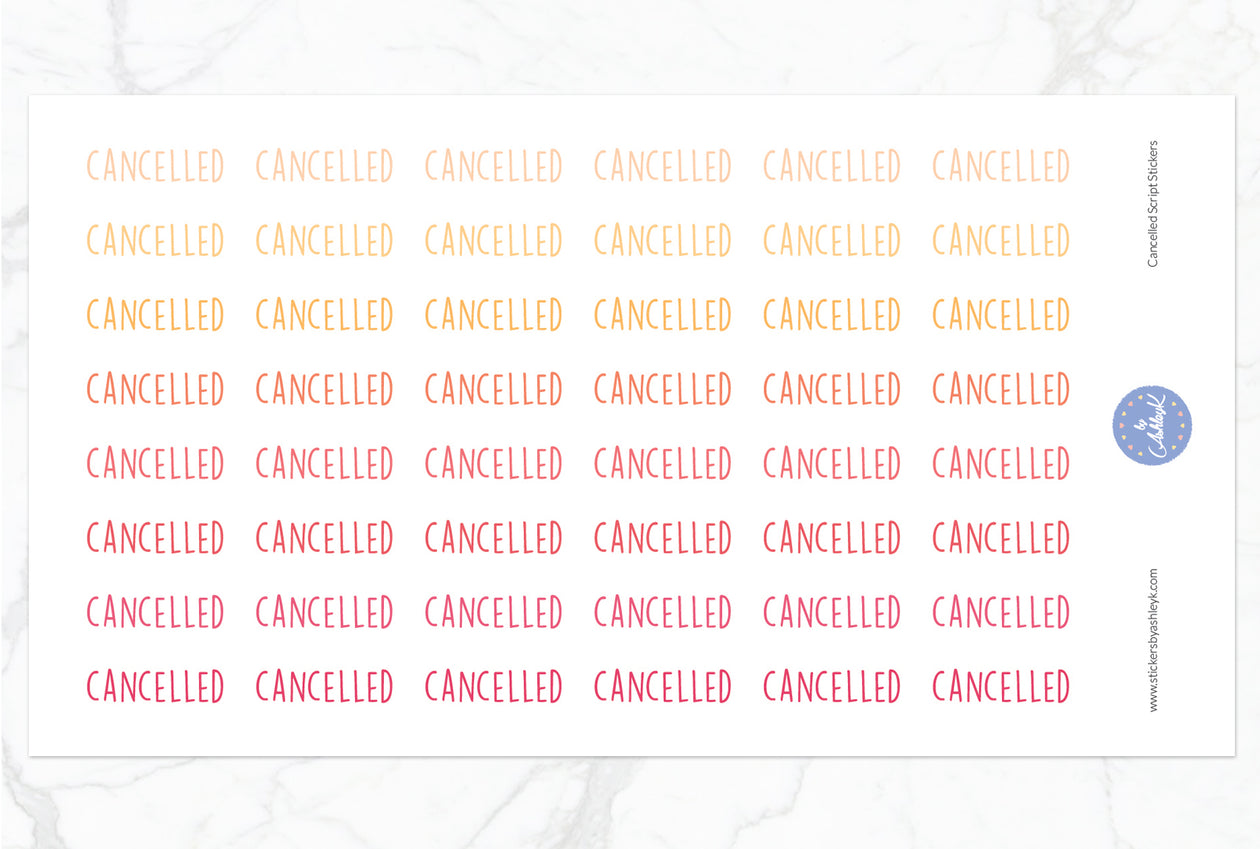 Cancelled Script Stickers - Peach