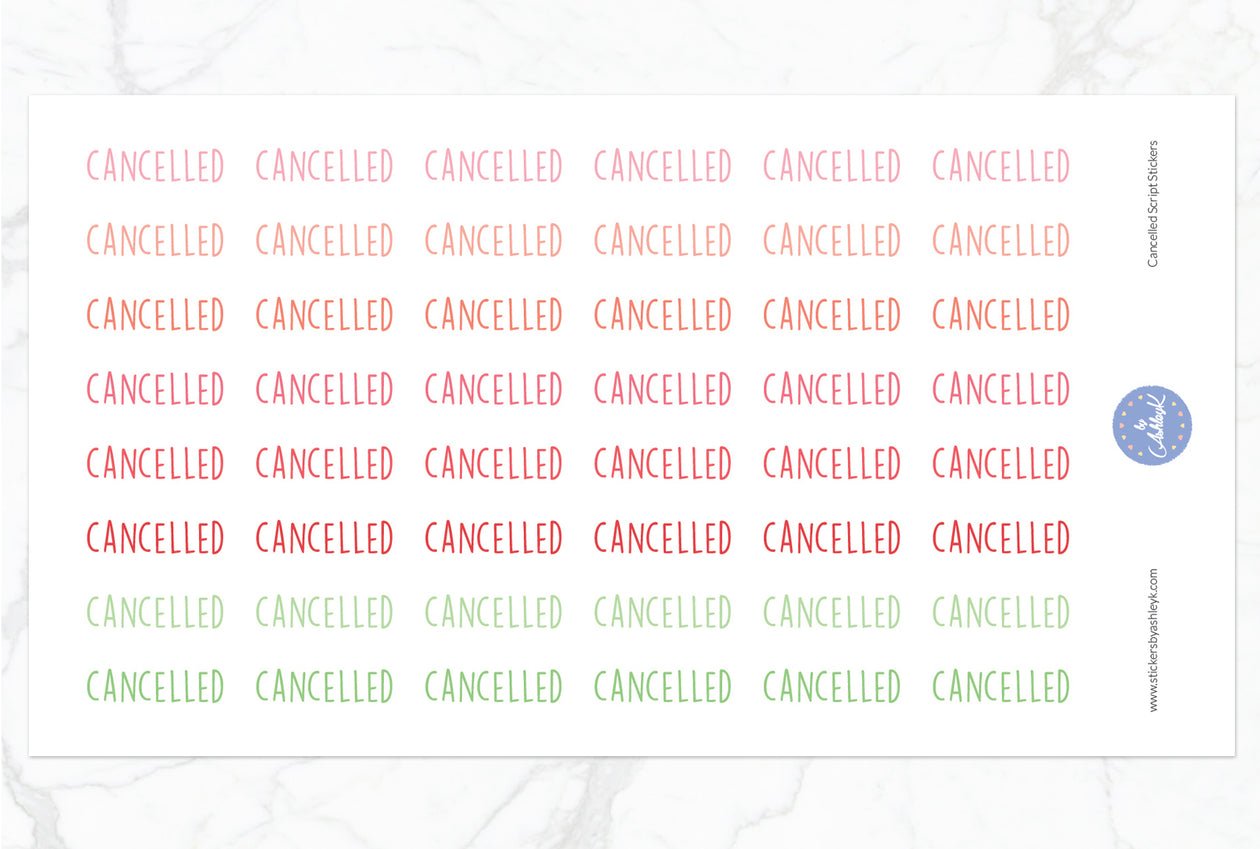 Cancelled Script Stickers - Strawberry