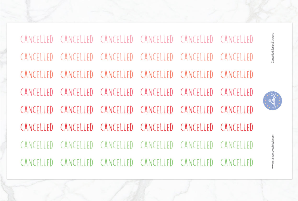 Cancelled Script Stickers - Strawberry