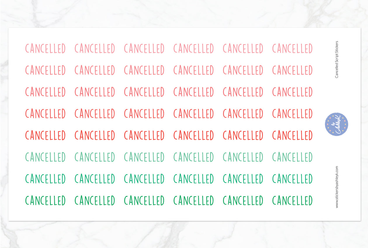 Cancelled Script Stickers - Watermelon