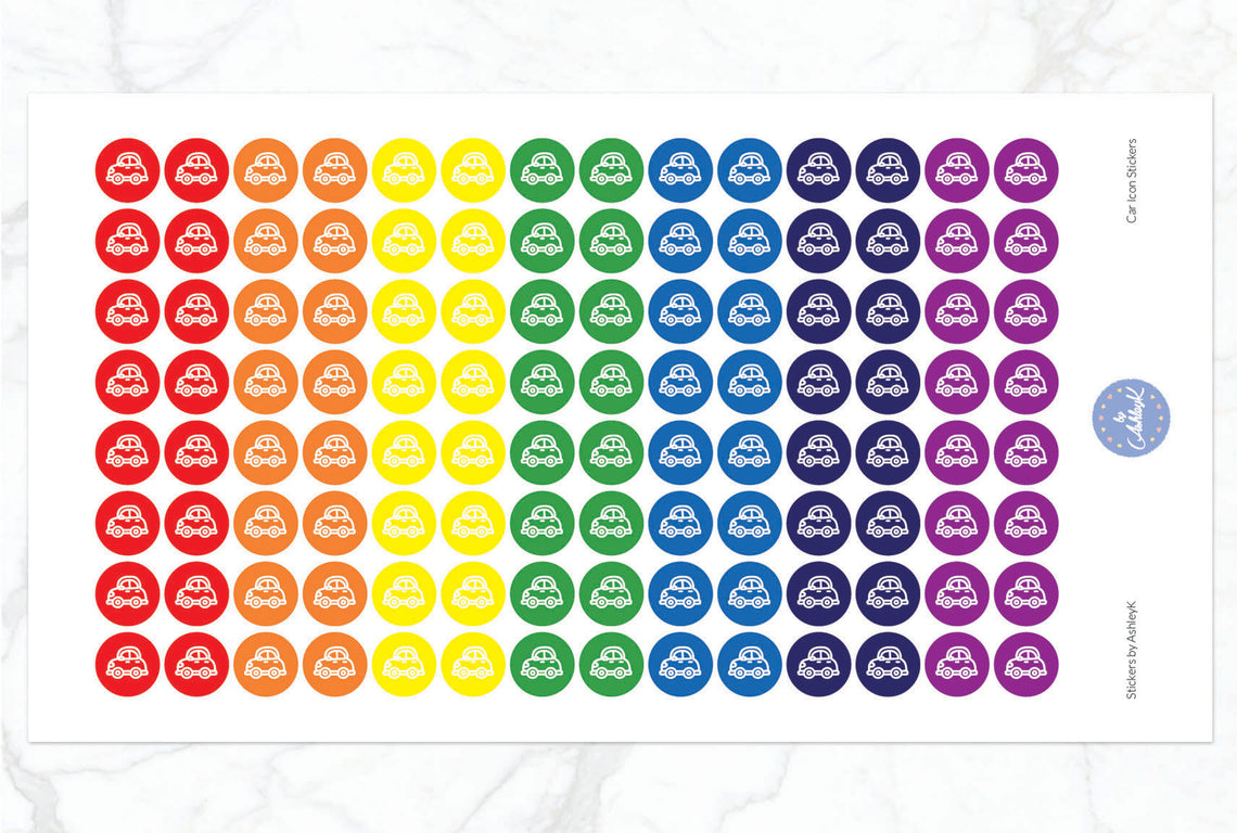 Car Icon Stickers - Rainbow