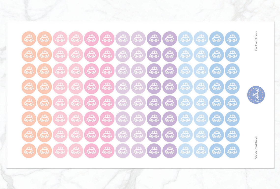 Car Icon Stickers - Pastel Sunset