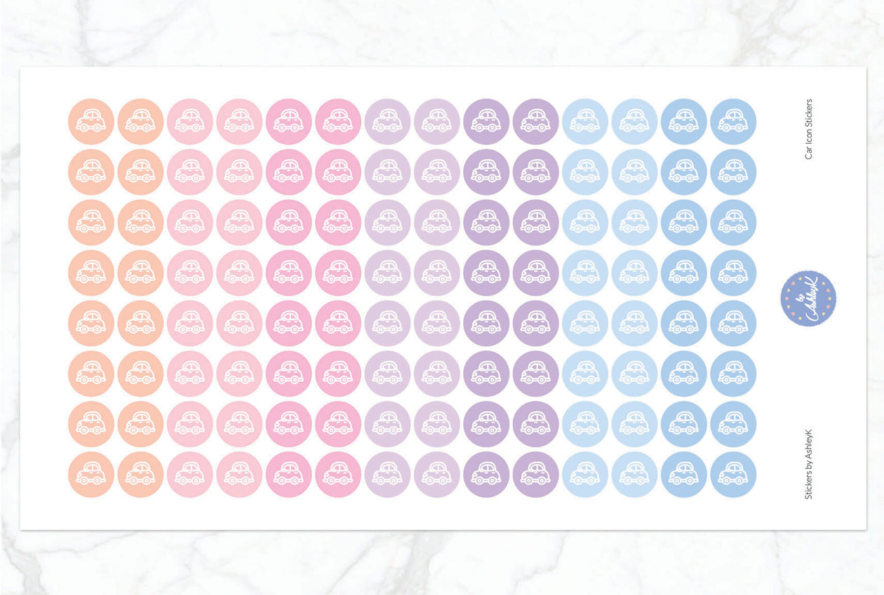 Car Icon Stickers - Pastel Sunset