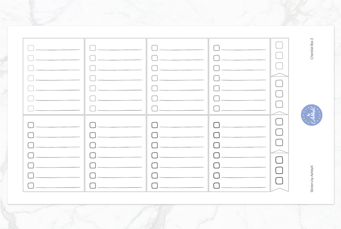 Checklist Box 3 Stickers - Monochrome
