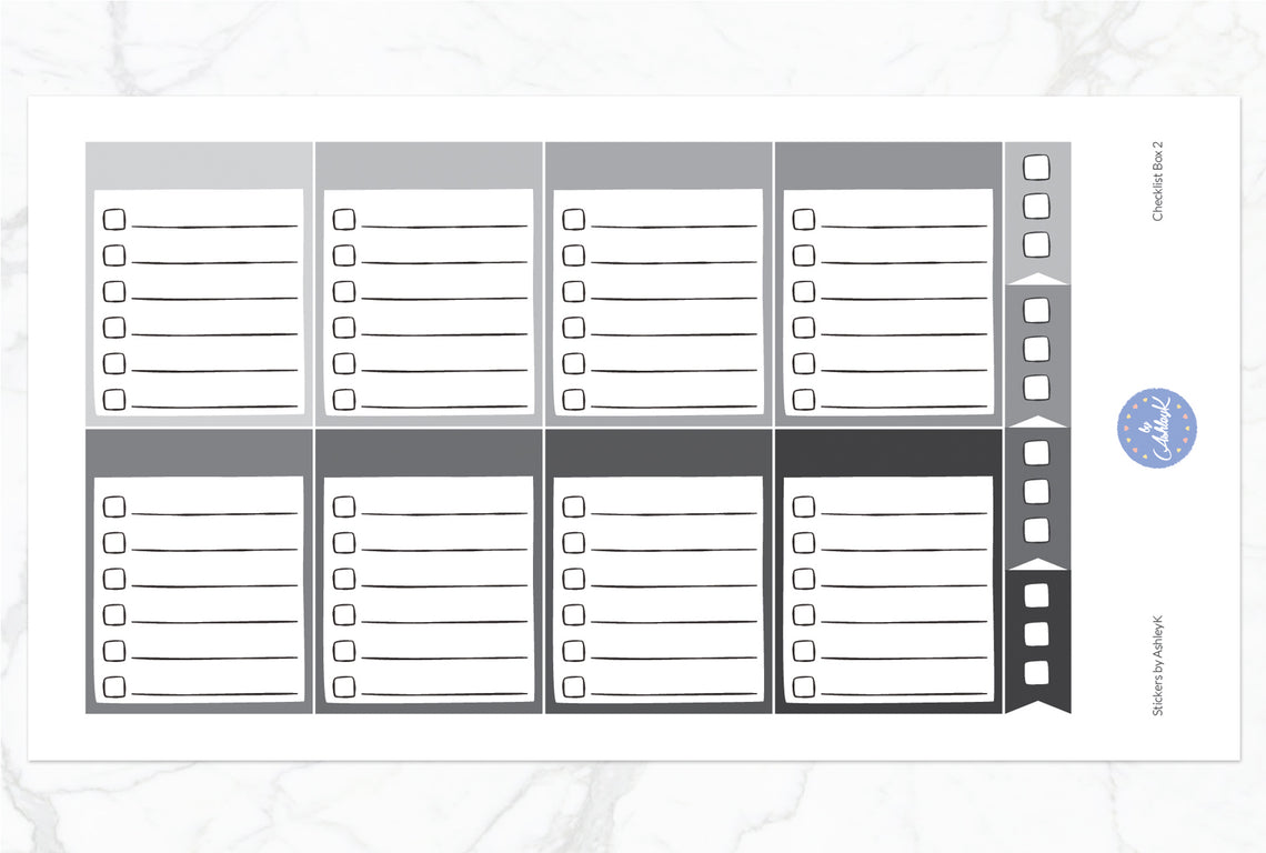 Checklist Box 2 Stickers - Monochrome