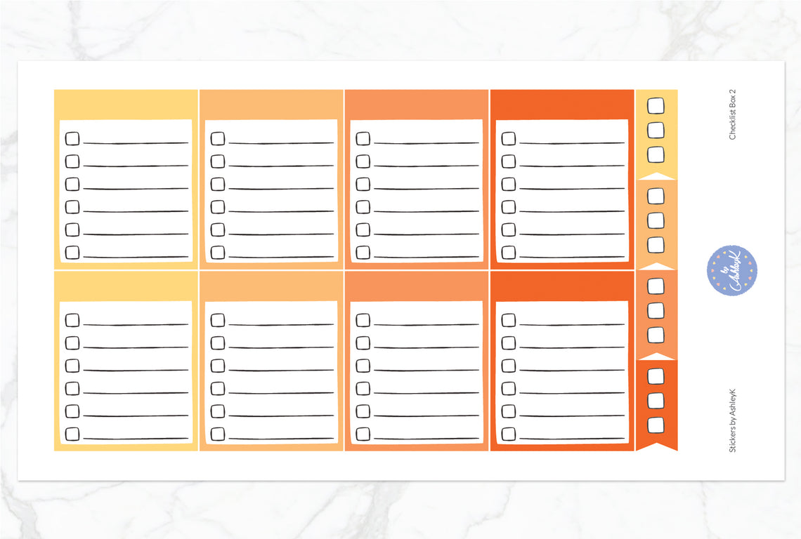 Checklist Box 2 Stickers - Orange