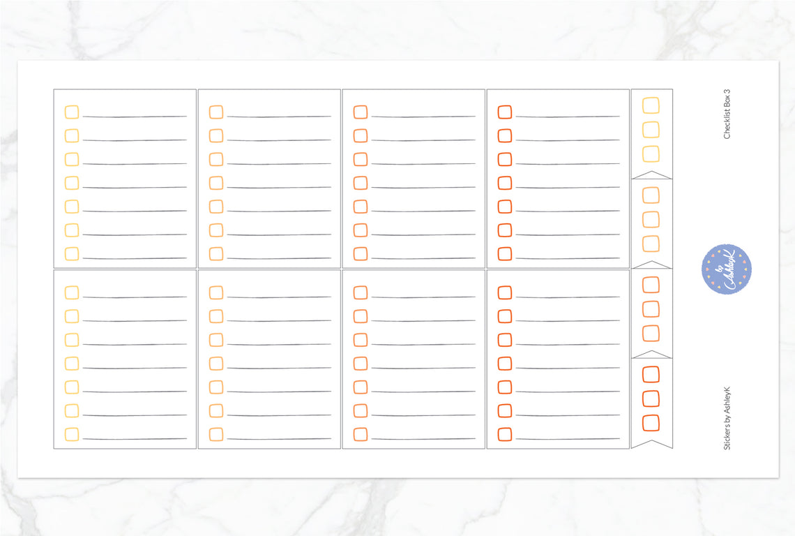 Checklist Box 3 Stickers - Orange