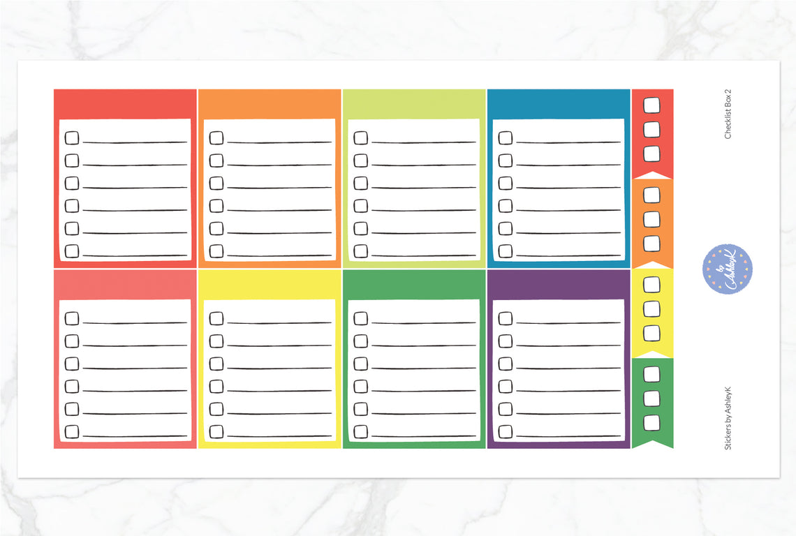 Checklist Box 2 Stickers - Pastel Rainbow