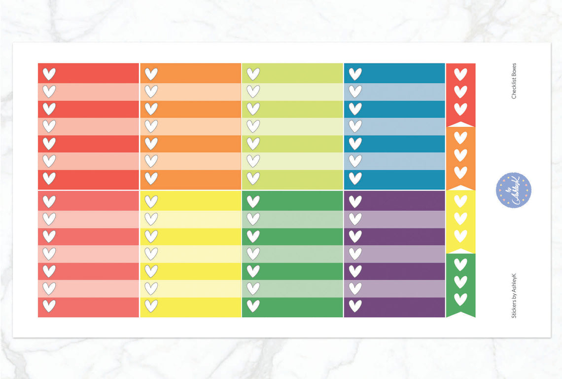 Checklist Box Stickers - Pastel Rainbow