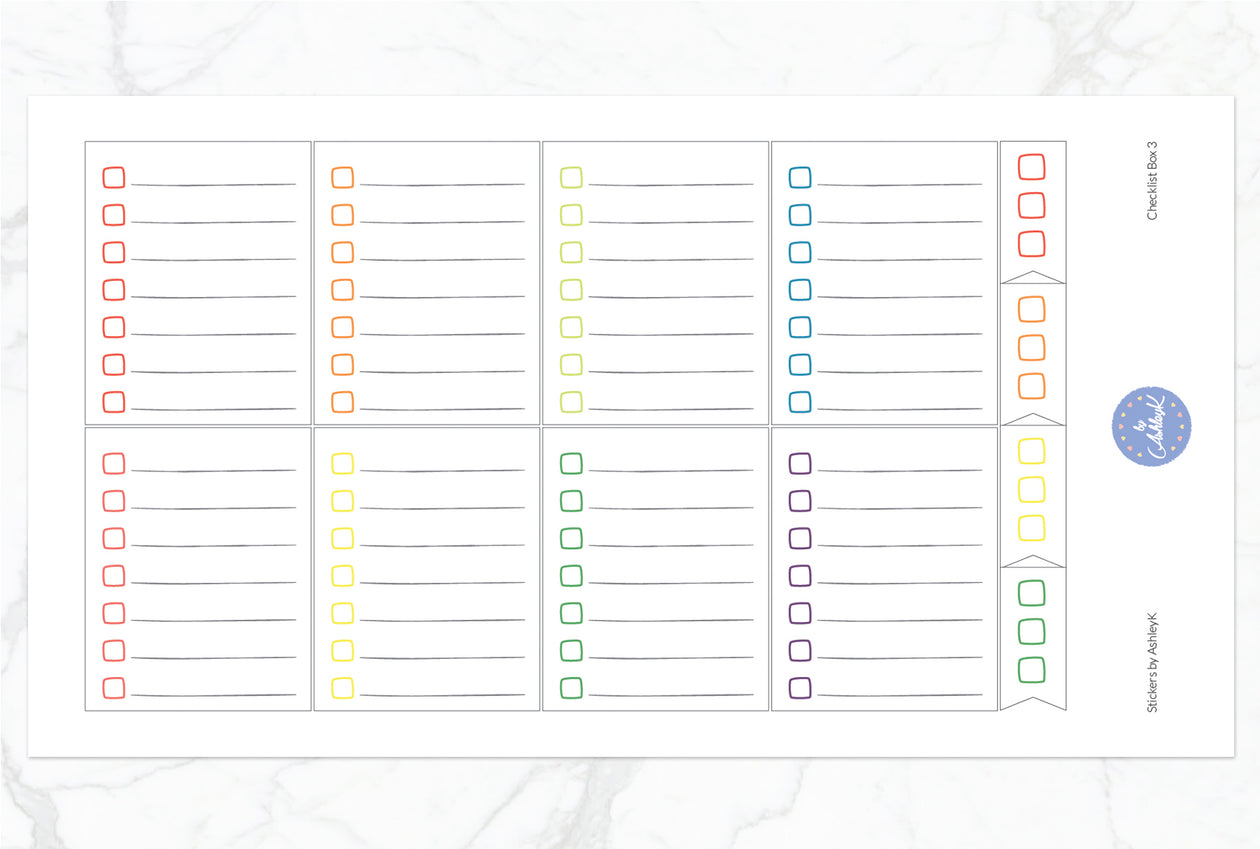 Checklist Box 3 Stickers - Pastel Rainbow