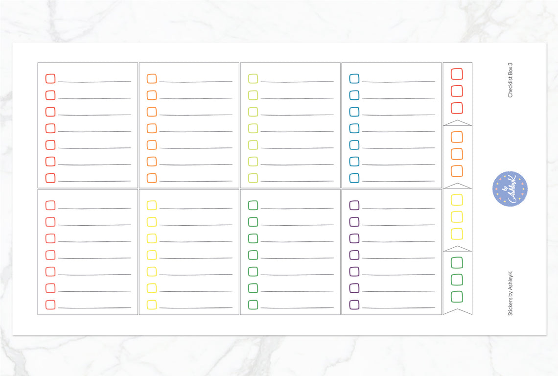 Checklist Box 3 Stickers - Pastel Rainbow