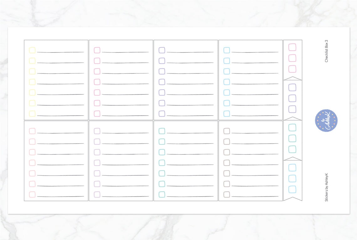 Checklist Box 3 Stickers - Pastel
