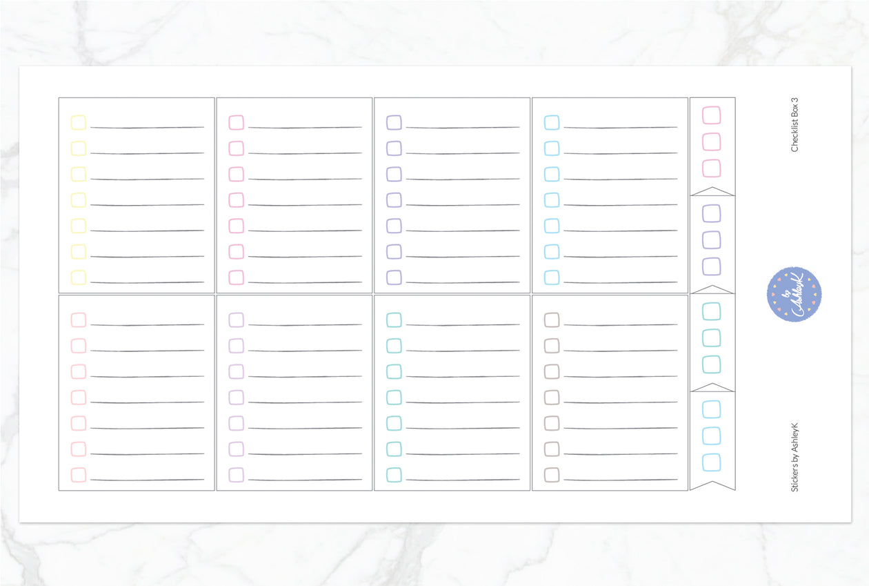 Checklist Box 3 Stickers - Pastel
