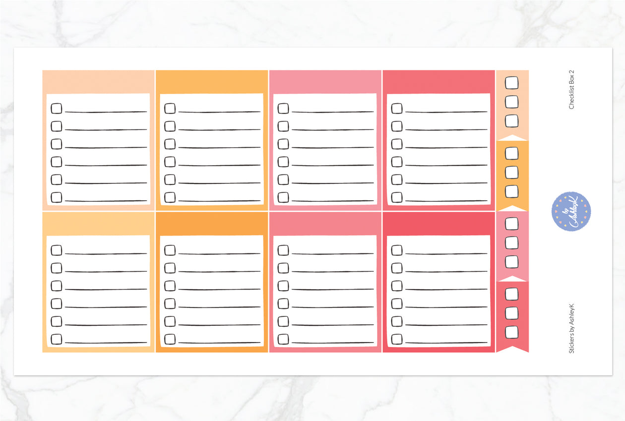 Checklist Box 2 Stickers - Peach