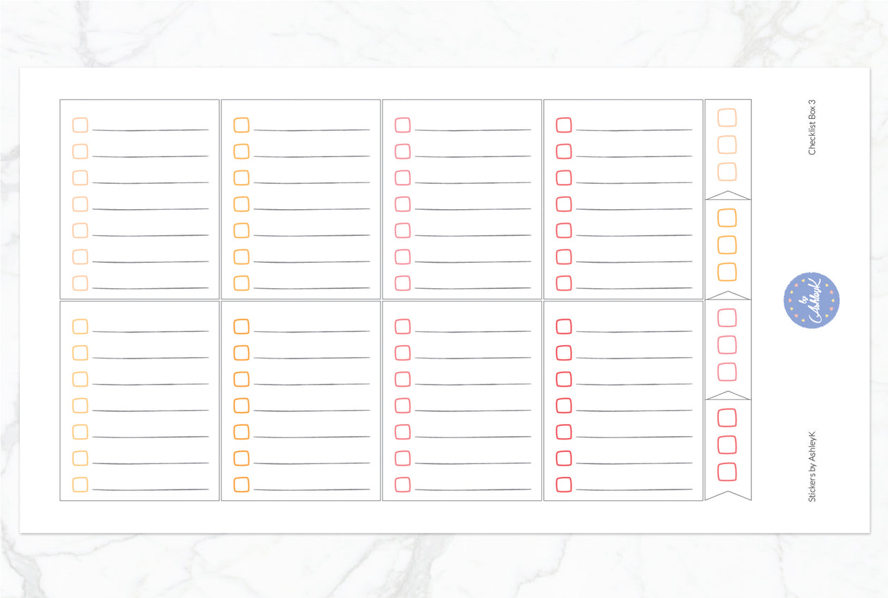 Checklist Box 3 Stickers - Peach