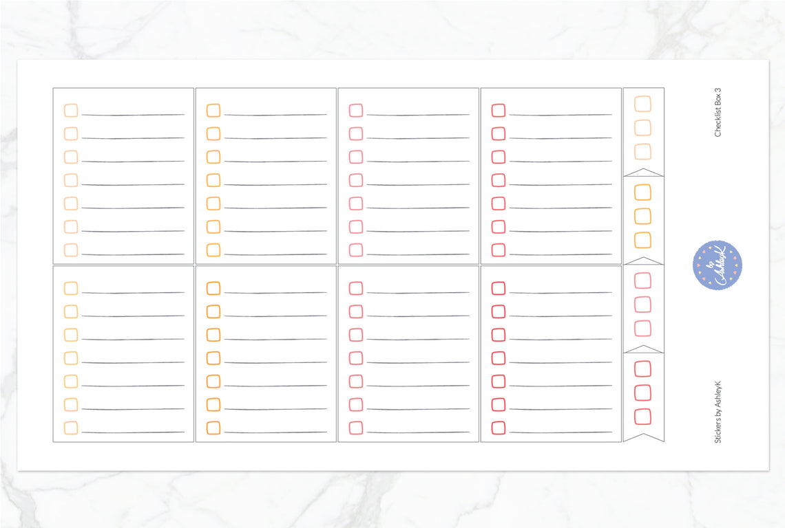 Checklist Box 3 Stickers - Peach