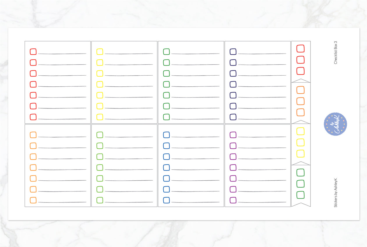 Checklist Box 3 Stickers - Rainbow