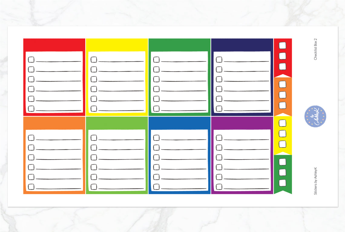 Checklist Box 2 Stickers - Rainbow
