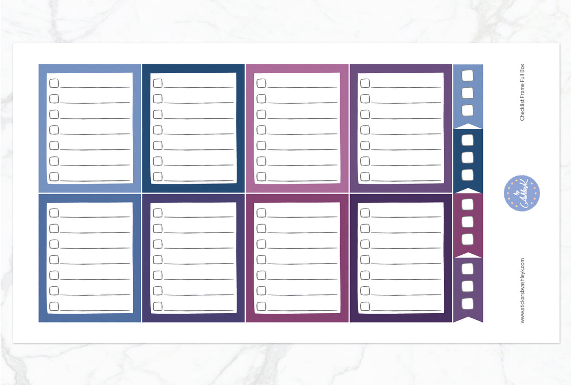 Checklist Frame Full Box Stickers - Blueberry